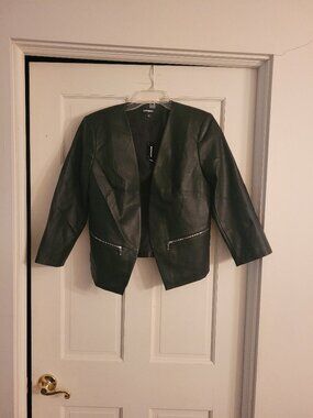 NWT Express Black Faux Leather Blazer Jacket, size 12